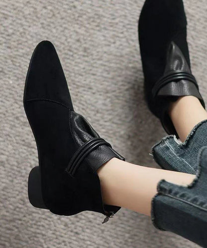 Women's Ankle Boots Pointed Toe Splicing Design 1