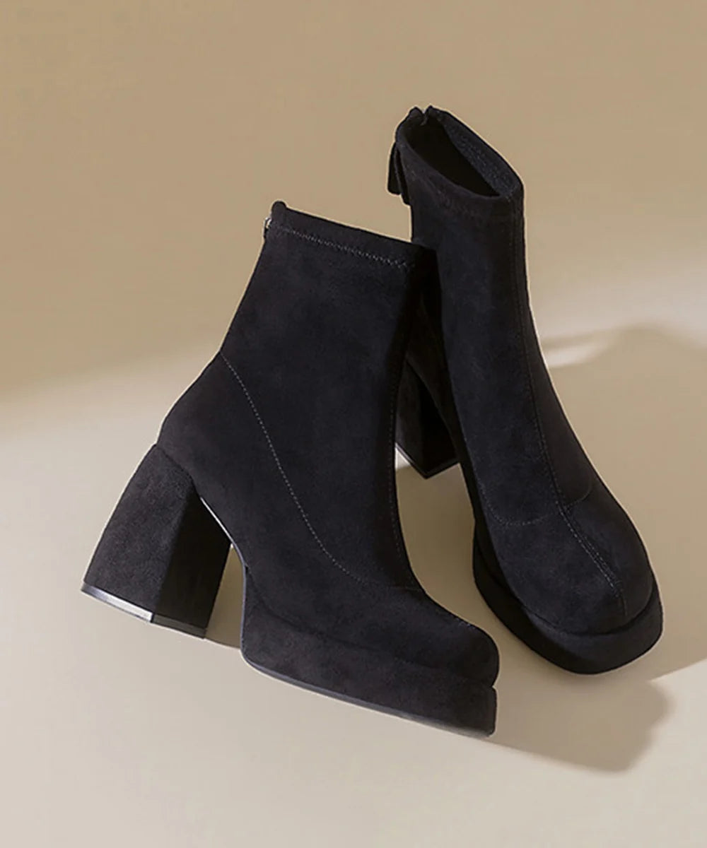 Women's Ankle Boots Retro Platform Chunky Heel 3