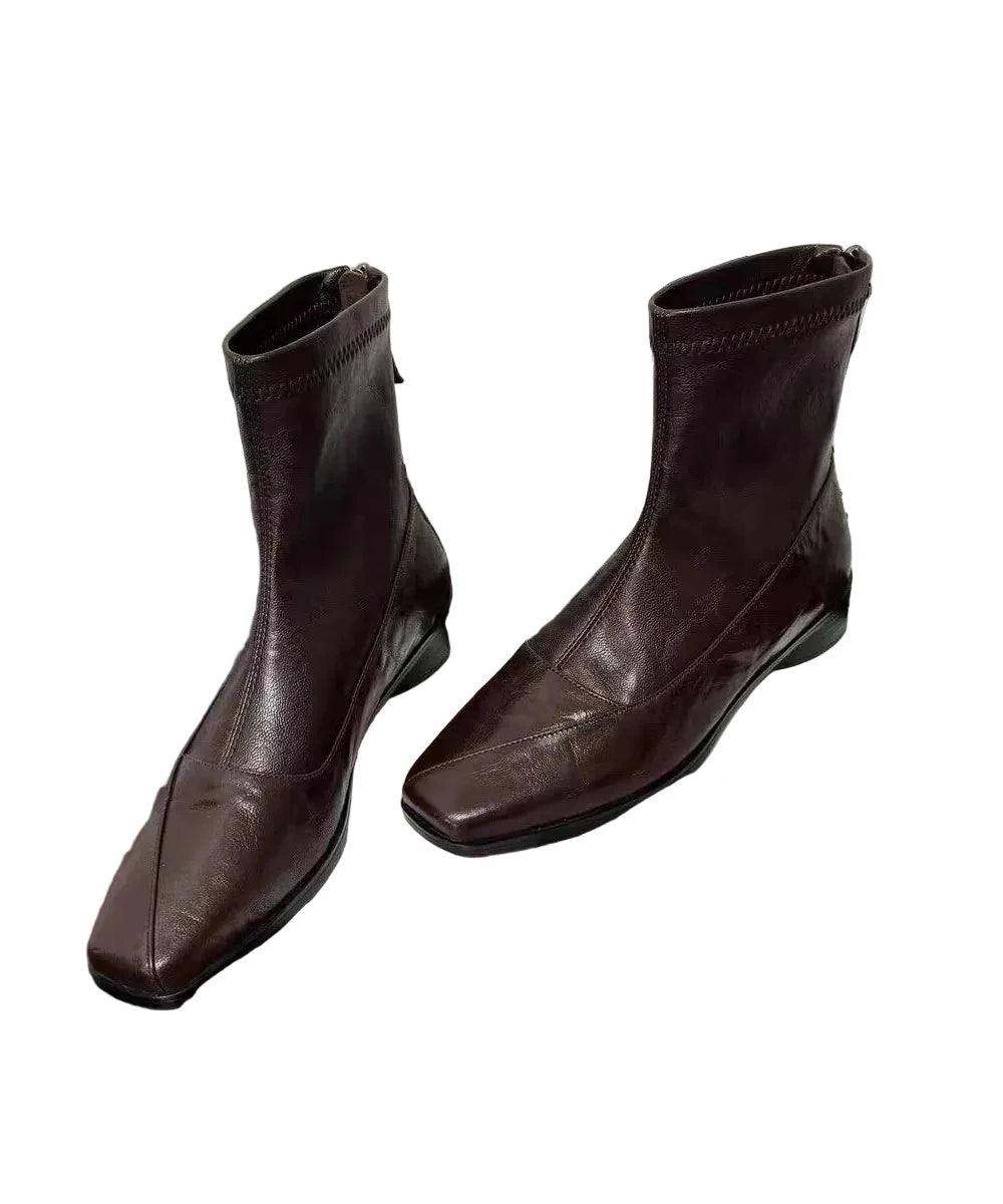 Women's Ankle Boots Square Toe Splicing Design 0