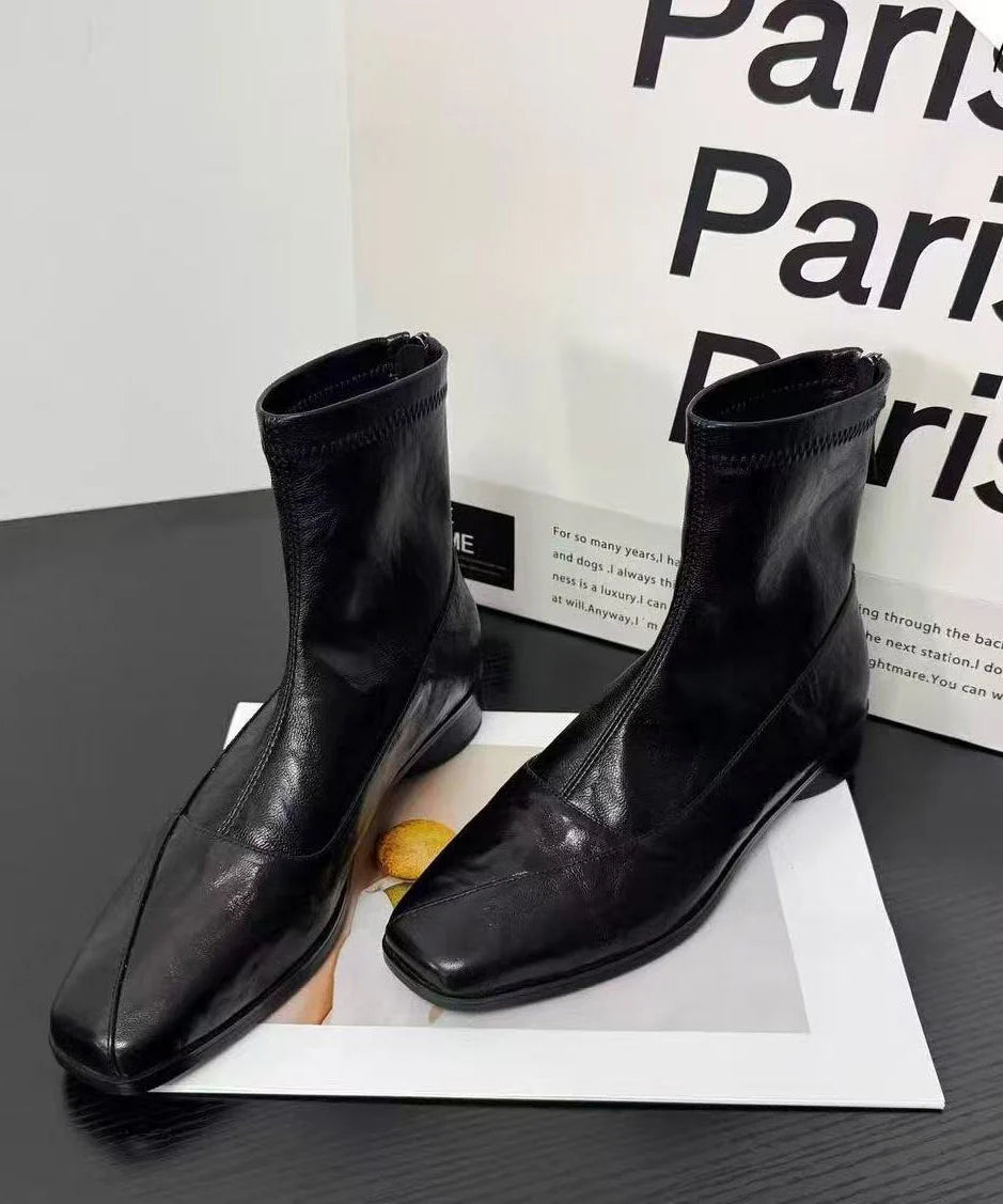 Women's Ankle Boots Square Toe Splicing Design 1