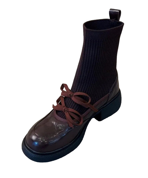 Women's Ankle Boots Stylish Splicing Design Booties 0