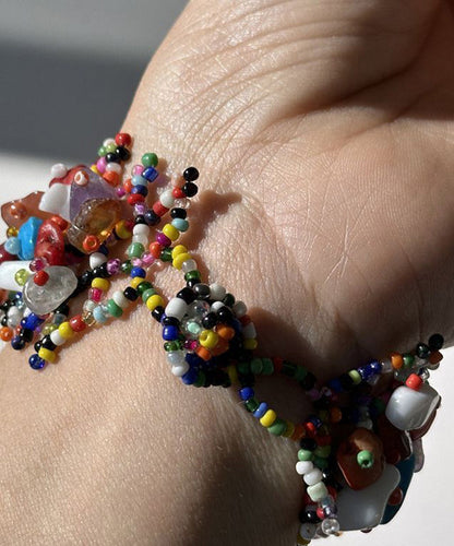 Women's Asymmetrical Beaded Chain Bracelet Rainbow Weave 2