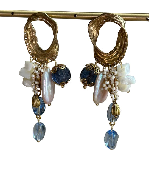 Women's Asymmetrical Beaded Tassel Drop Earrings Multicolor 0