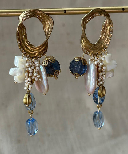 Women's Asymmetrical Beaded Tassel Drop Earrings Multicolor 1
