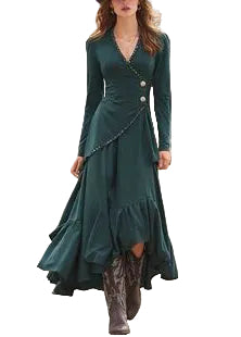 Women's Asymmetrical Cocktail Dress V Neck Long Sleeve 0