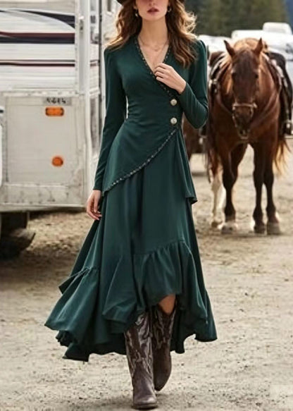 Women's Asymmetrical Cocktail Dress V Neck Long Sleeve 1