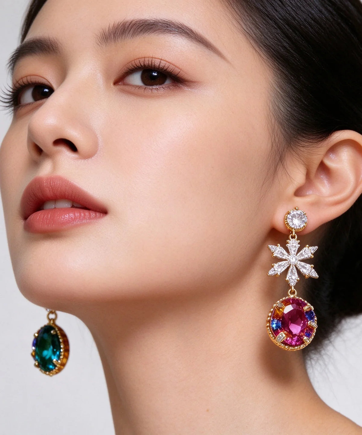 Women's Asymmetrical Drop Earrings Crystal Zircon Design 2