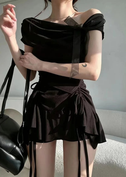 Women's Asymmetrical One Shoulder Shirt with Bow Detail 3
