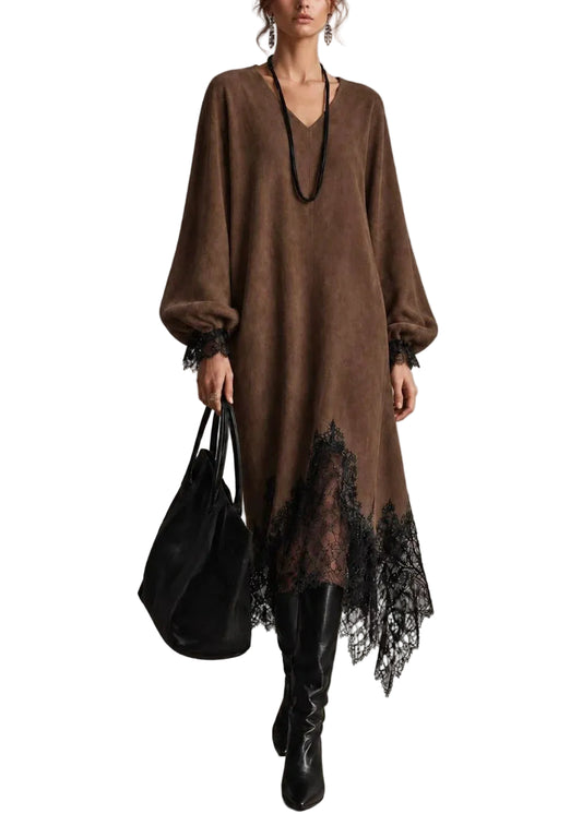 Women's Asymmetrical Patchwork Dress Modern Style 0