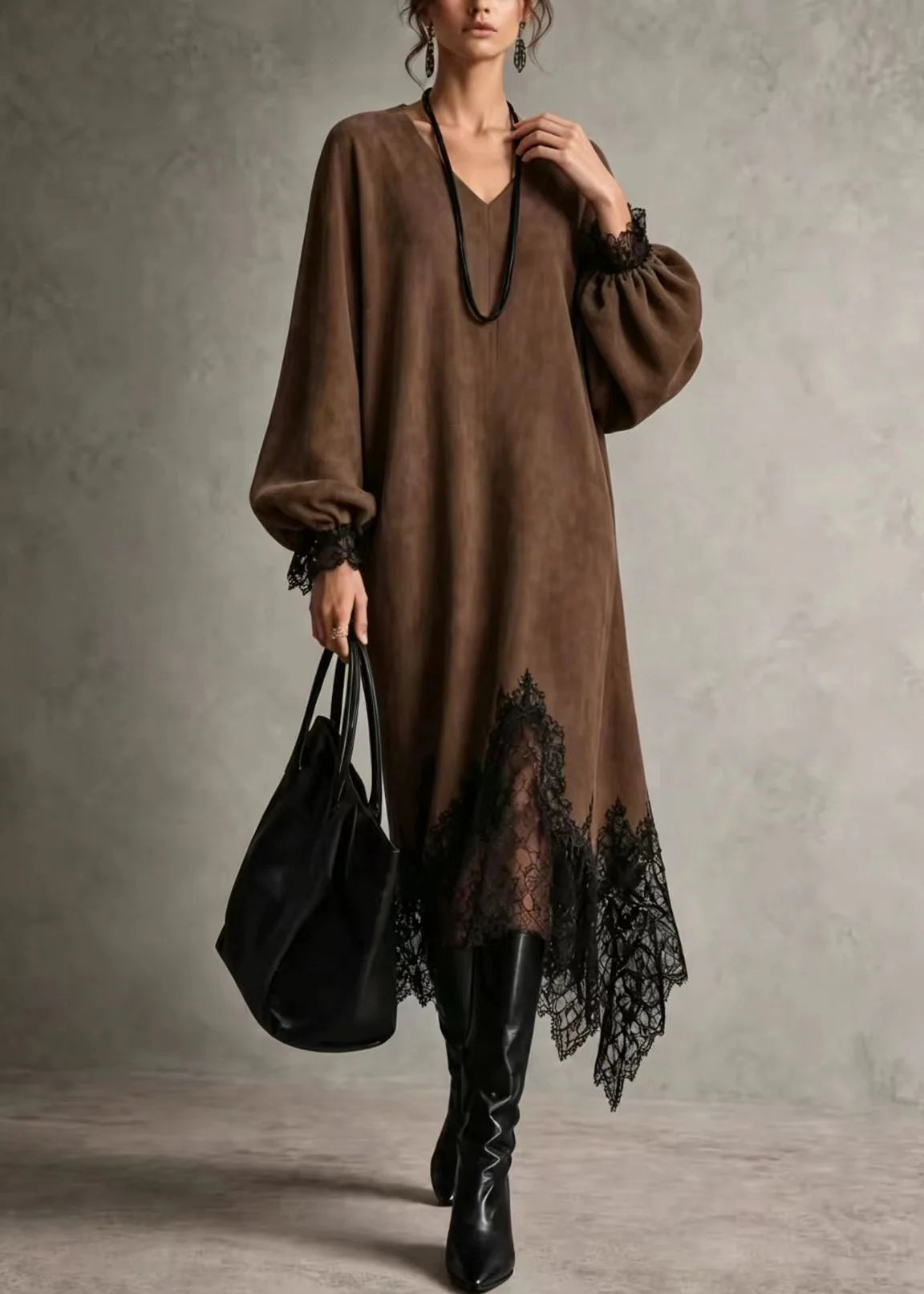 Women's Asymmetrical Patchwork Dress Modern Style 1