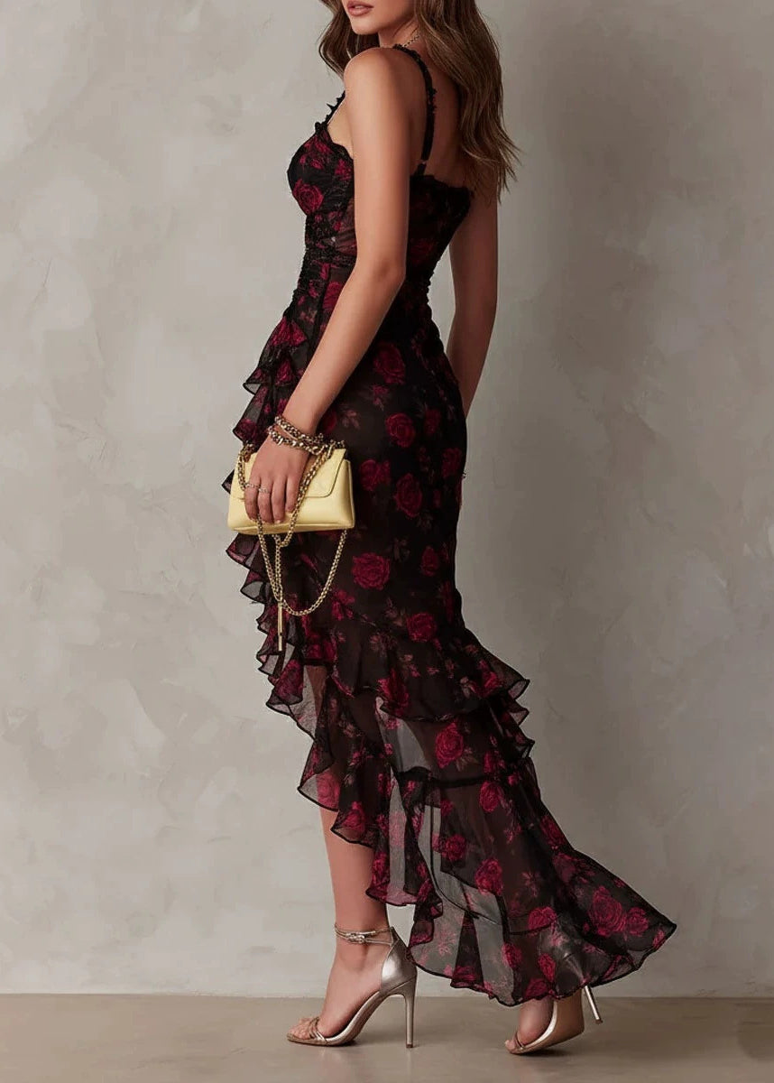 Women's Asymmetrical Ruffled Dress Spaghetti Strap Summer Style 2