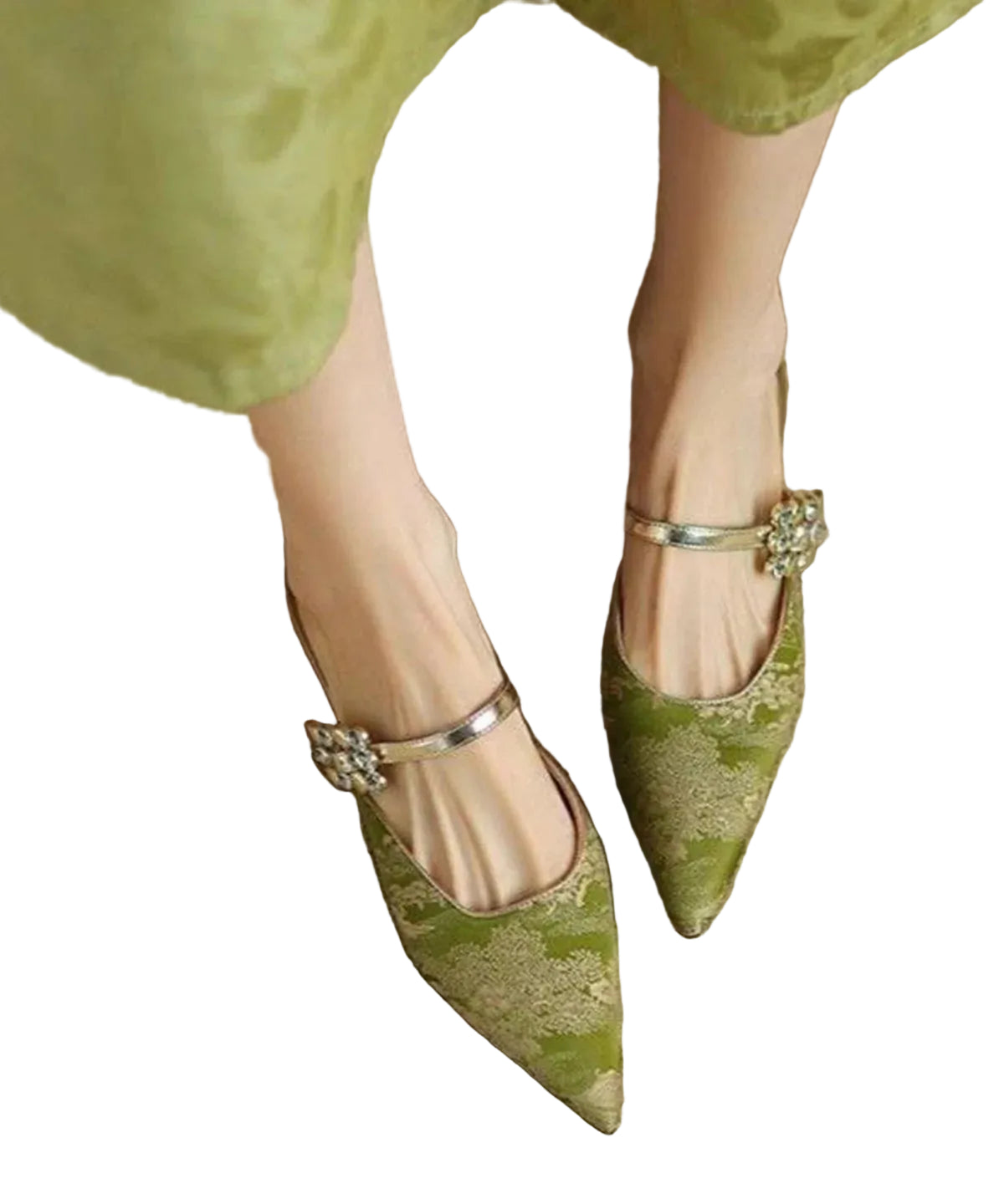 Women's Backless Flats Pointed Toe with Rhinestone Buckle Strap 2