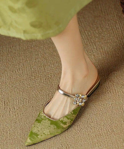 Women's Backless Flats Pointed Toe with Rhinestone Buckle Strap 4