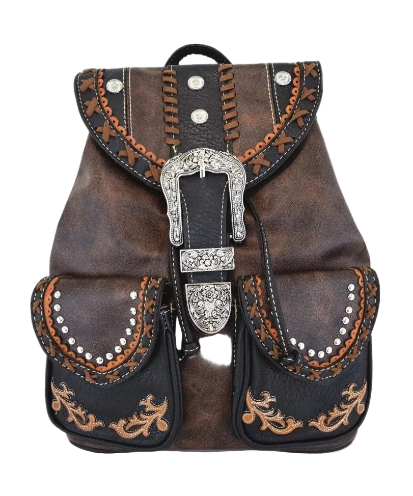 Women's Backpack Patchwork Rivet Design 1