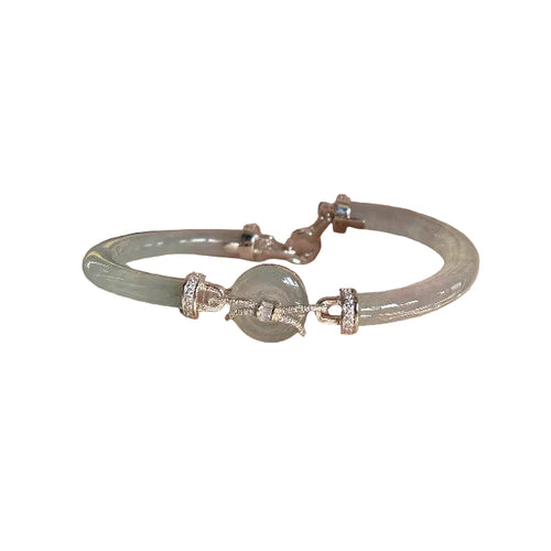 Women's Bangle Bracelet Inlaid Jade Design 0