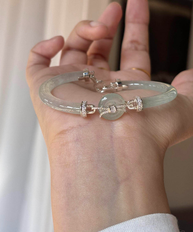 Women's Bangle Bracelet Inlaid Jade Design 2