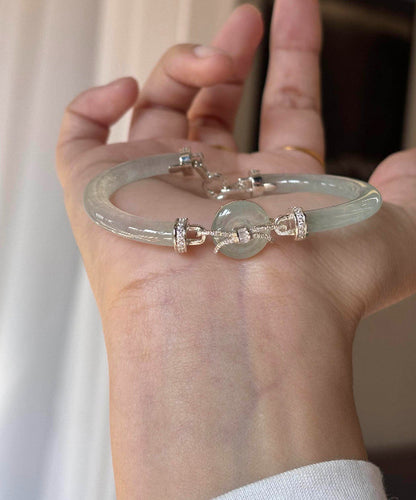 Women's Bangle Bracelet Inlaid Jade Design 2