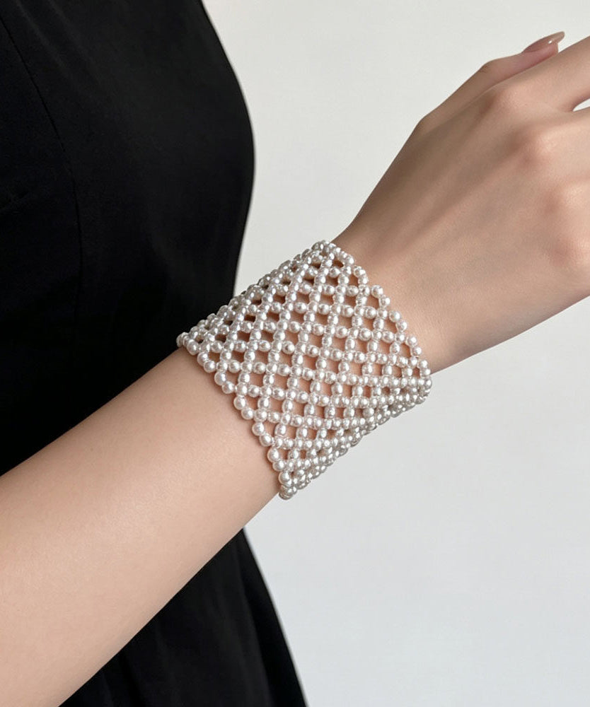 Women's Bangle Bracelet Pearl Beaded Elastic Design 0