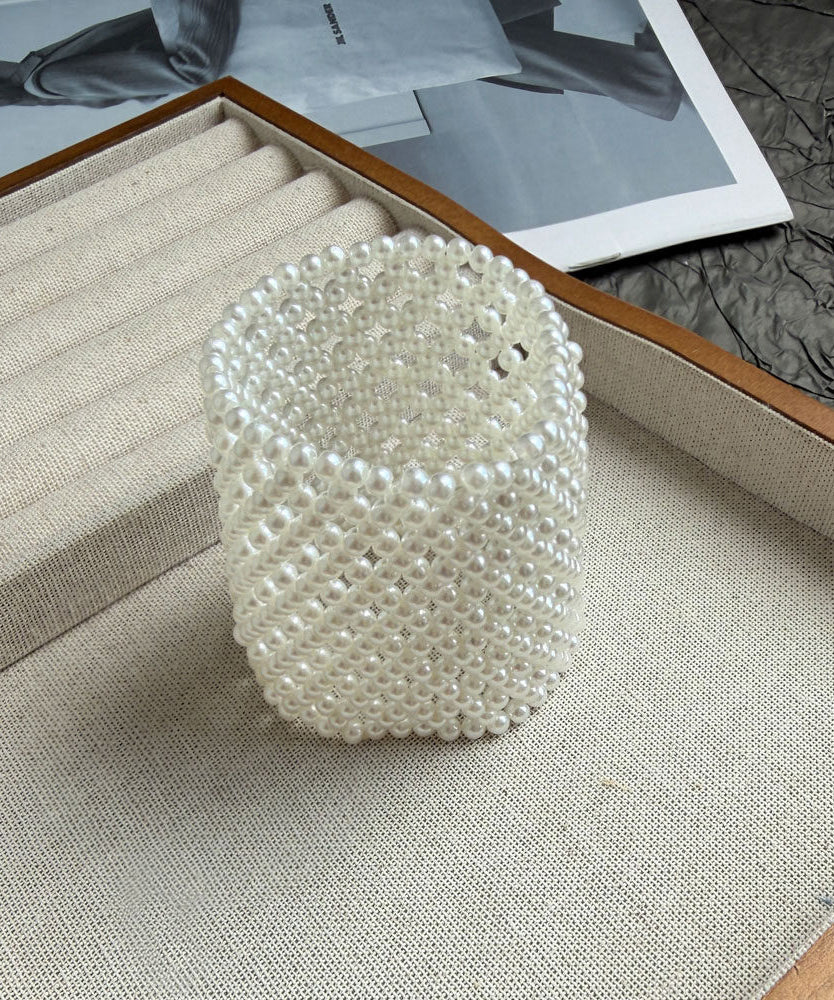Women's Bangle Bracelet Pearl Beaded Elastic Design 1