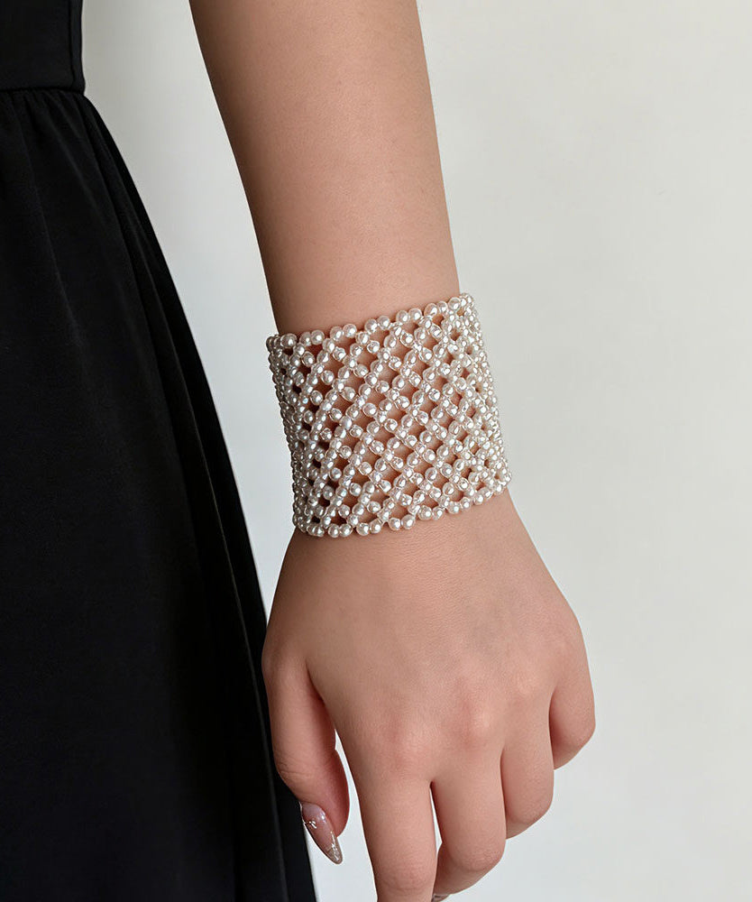 Women's Bangle Bracelet Pearl Beaded Elastic Design 2