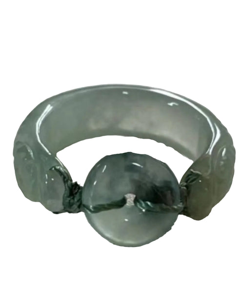 Women's Bangle with Weave Chalcedony Ping An Knot Design 0