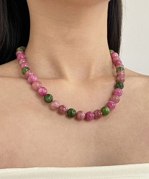 Women's Beaded Necklace Rainbow Gemstone Style 0