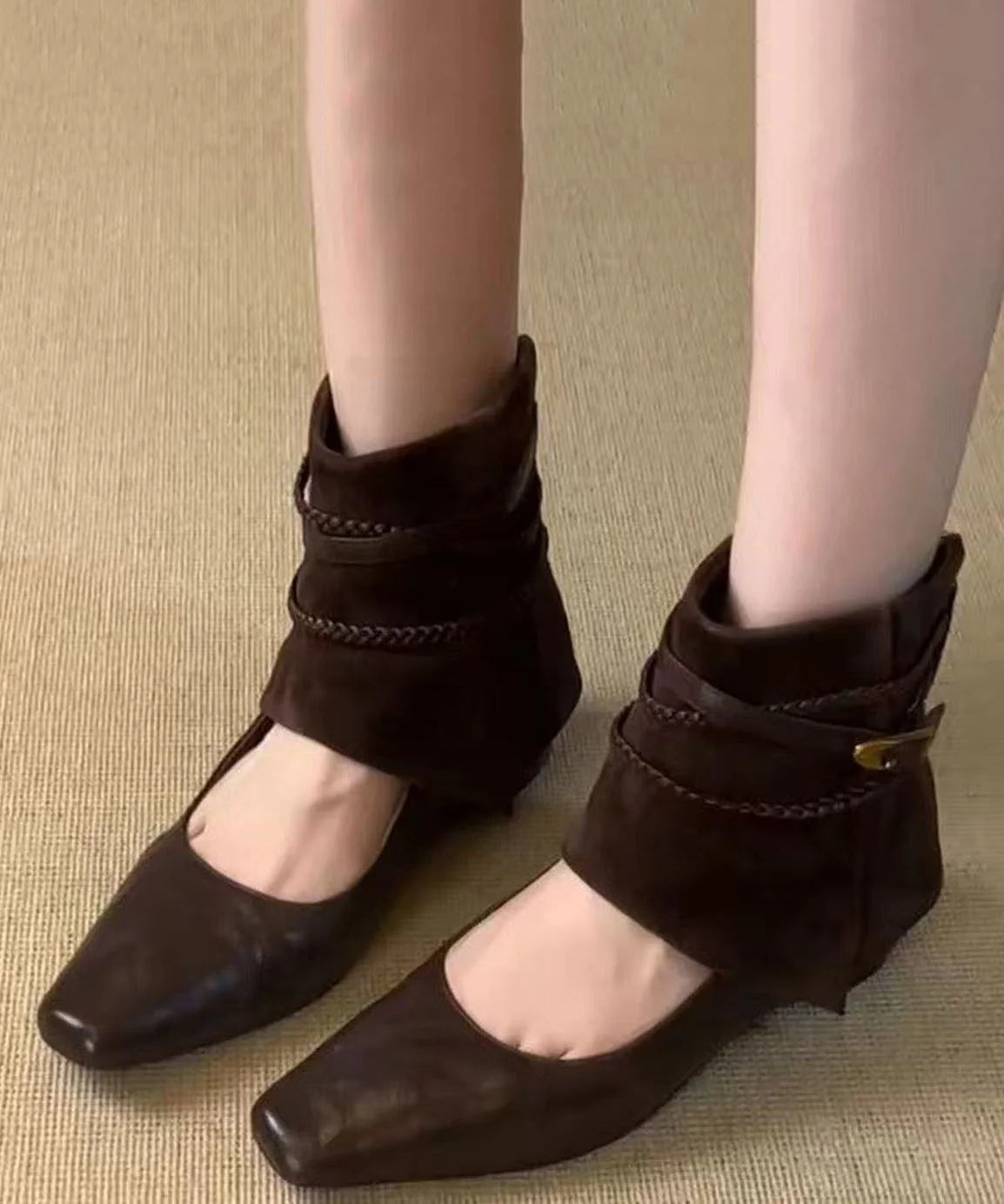 Women's Black Ankle Boots Hollow Out Style Booties 3