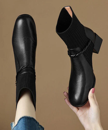 Women's Black Ankle Boots Splicing Design for Casual and Chic Style 3