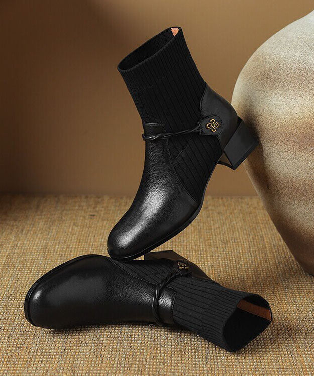 Women's Black Ankle Boots Splicing Design for Casual and Chic Style 4