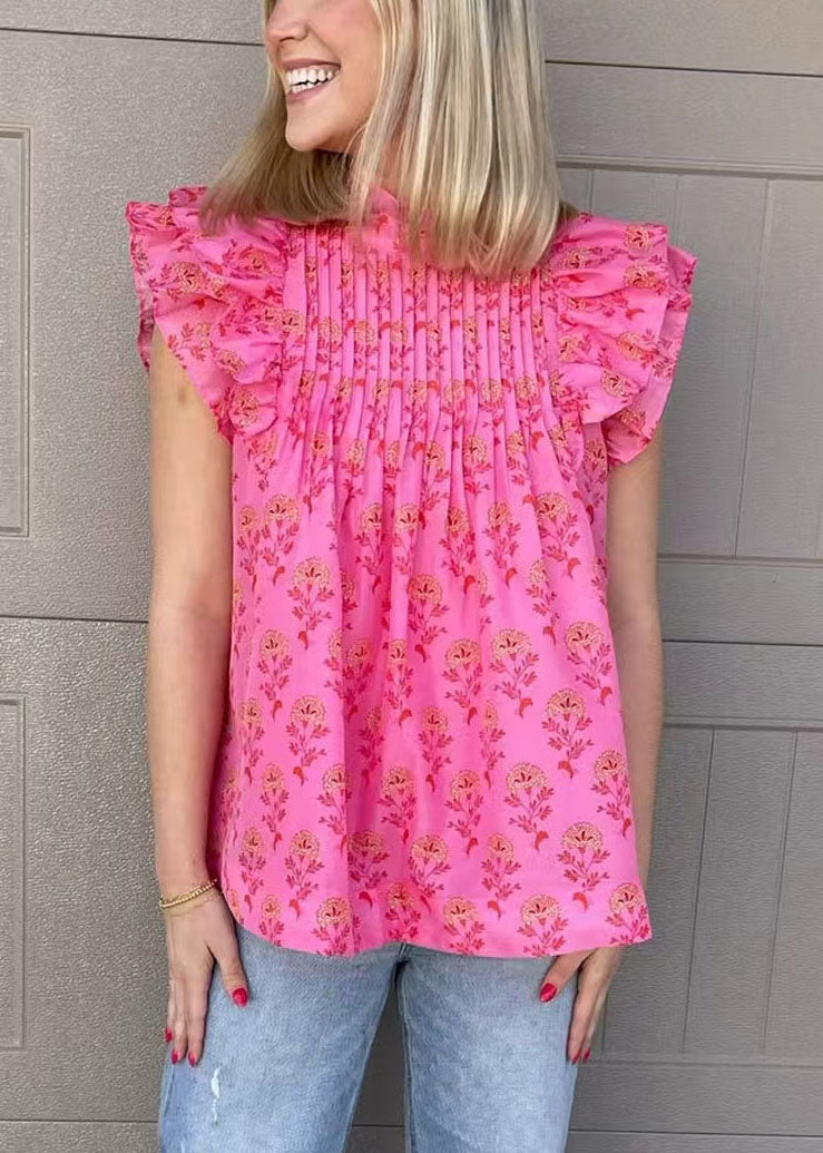 Women's Blouse Butterfly Sleeve Wrinkled Print 2