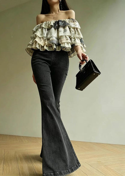 Women's Blouse Layered Print Slash Neck 2