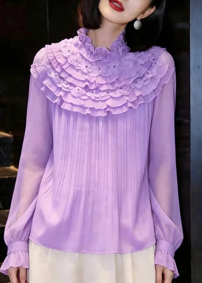 Women's Blouse Mock Neck Layered Ruffled Style 3