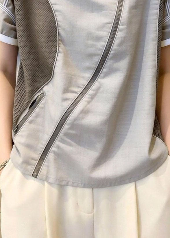 Women's Blouse O-Neck Patchwork Summer Top 2