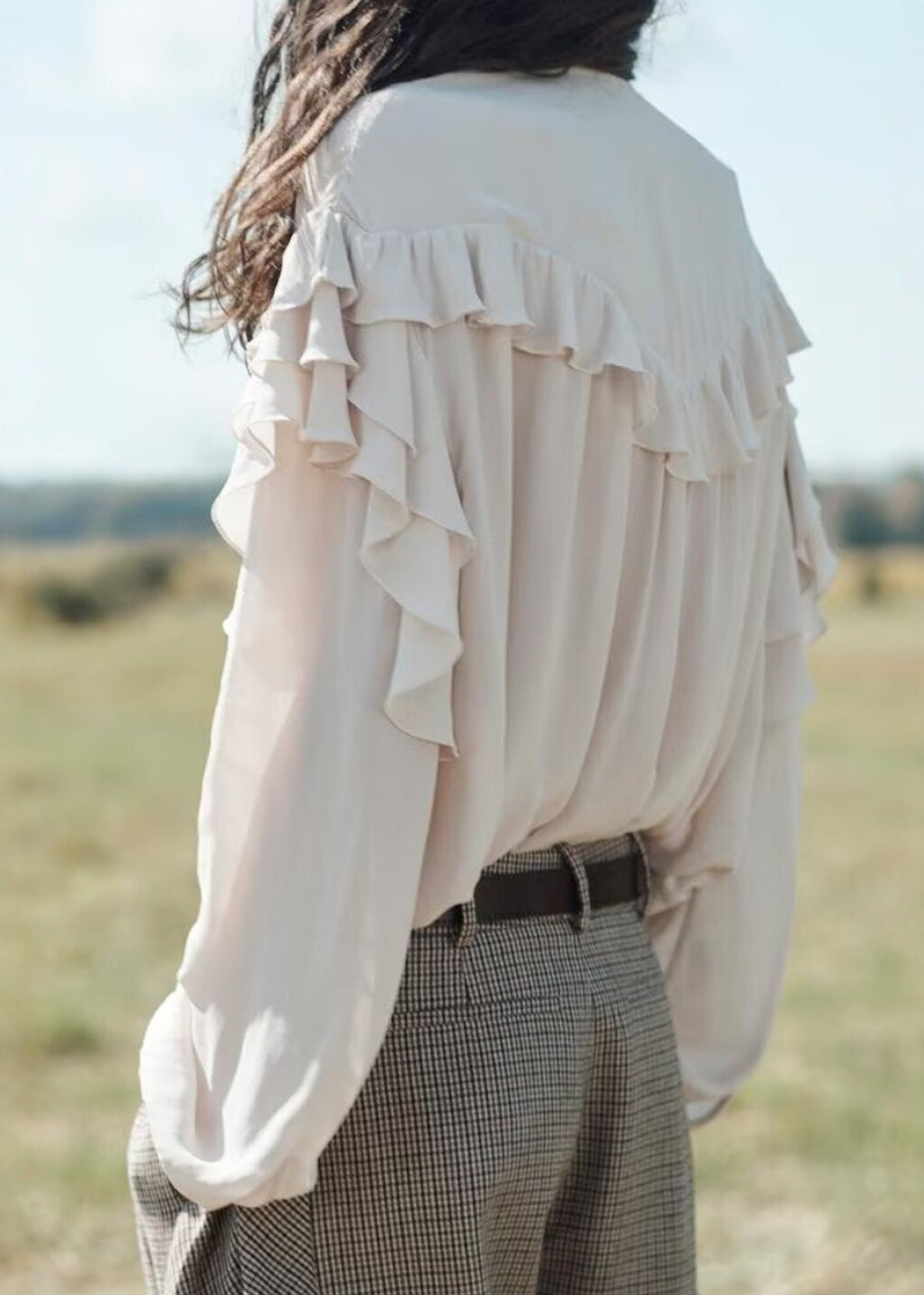 Women's Blouse Oversized Lace-Up Ruffled Long Sleeve 2