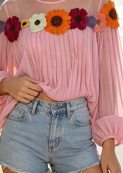 Women's Blouse Patchwork Daisy Summer Style 2