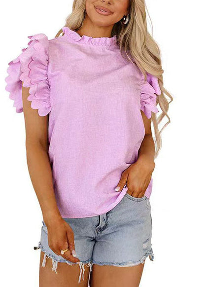 Women's Blouse Ruffled Butterfly Sleeve 1