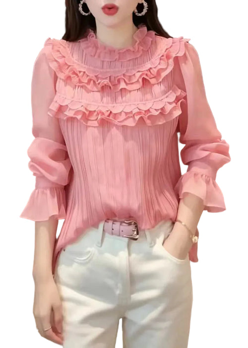Women's Blouse Ruffled Puff Sleeve 0