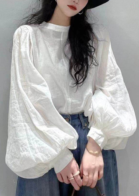 Women's Blouse Top Lantern Sleeve O-Neck 1