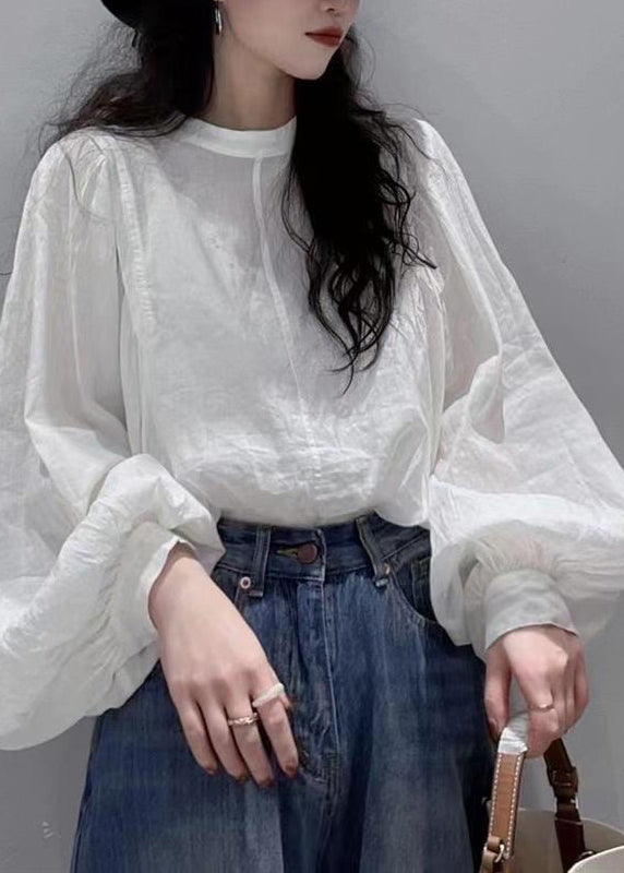 Women's Blouse Top Lantern Sleeve O-Neck 2