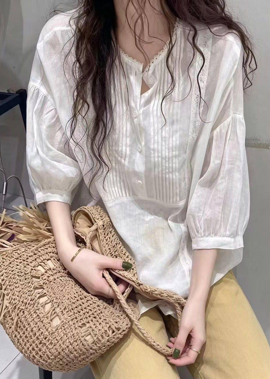 Women's Blouse Wrinkled Half Sleeve 0