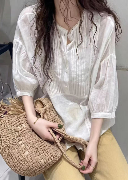 Women's Blouse Wrinkled Half Sleeve 0