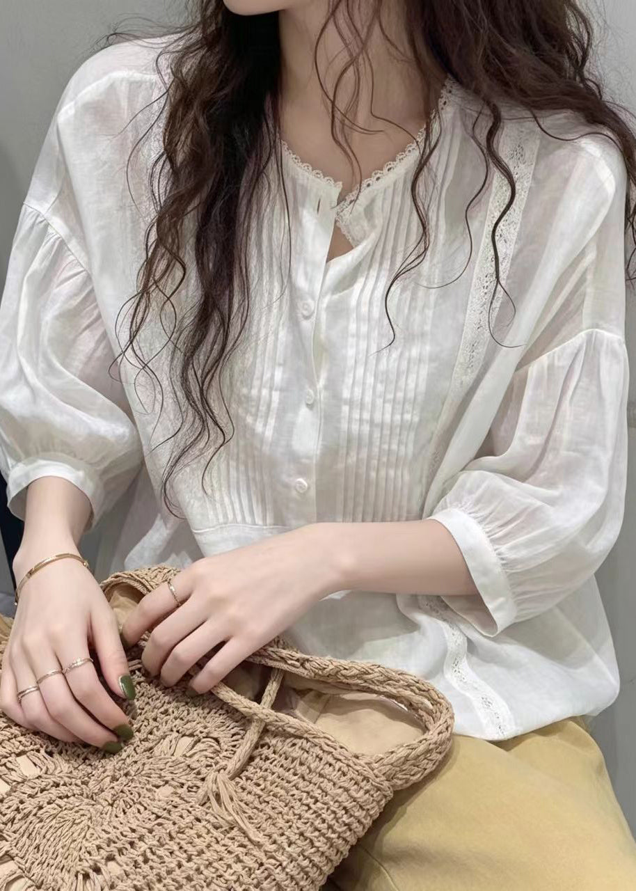 Women's Blouse Wrinkled Half Sleeve 1