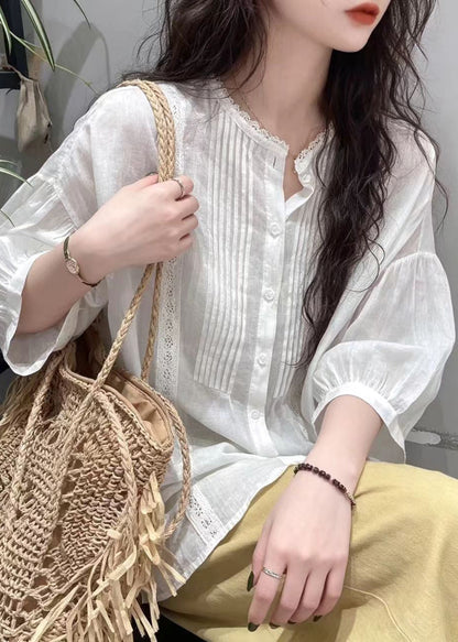 Women's Blouse Wrinkled Half Sleeve 3