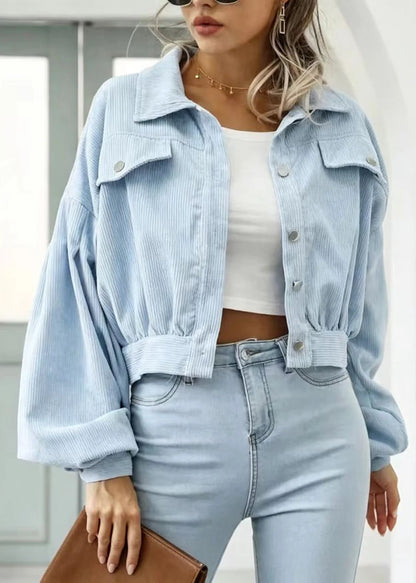 Women's Blouse with Lantern Sleeves and Turn-Down Collar 1