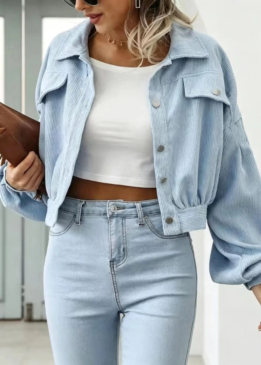 Women's Blouse with Lantern Sleeves and Turn-Down Collar 2