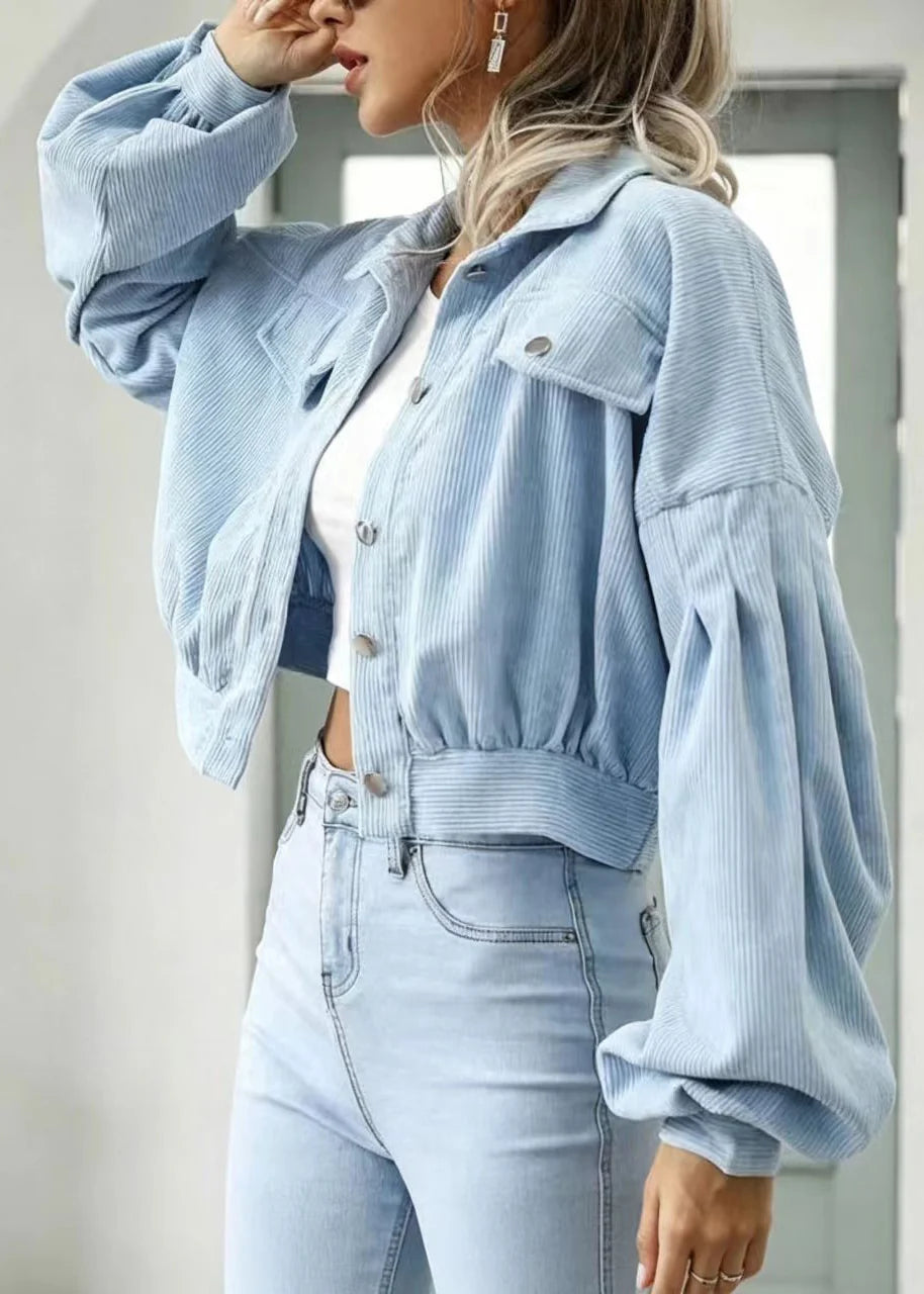 Women's Blouse with Lantern Sleeves and Turn-Down Collar 3