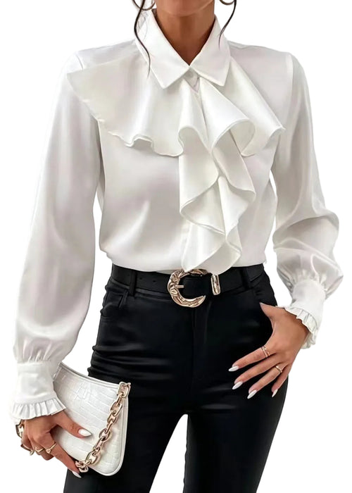 Women's Blouse with Peter Pan Collar and Ruffled Detail 0