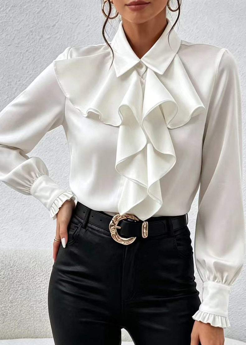 Women's Blouse with Peter Pan Collar and Ruffled Detail 2