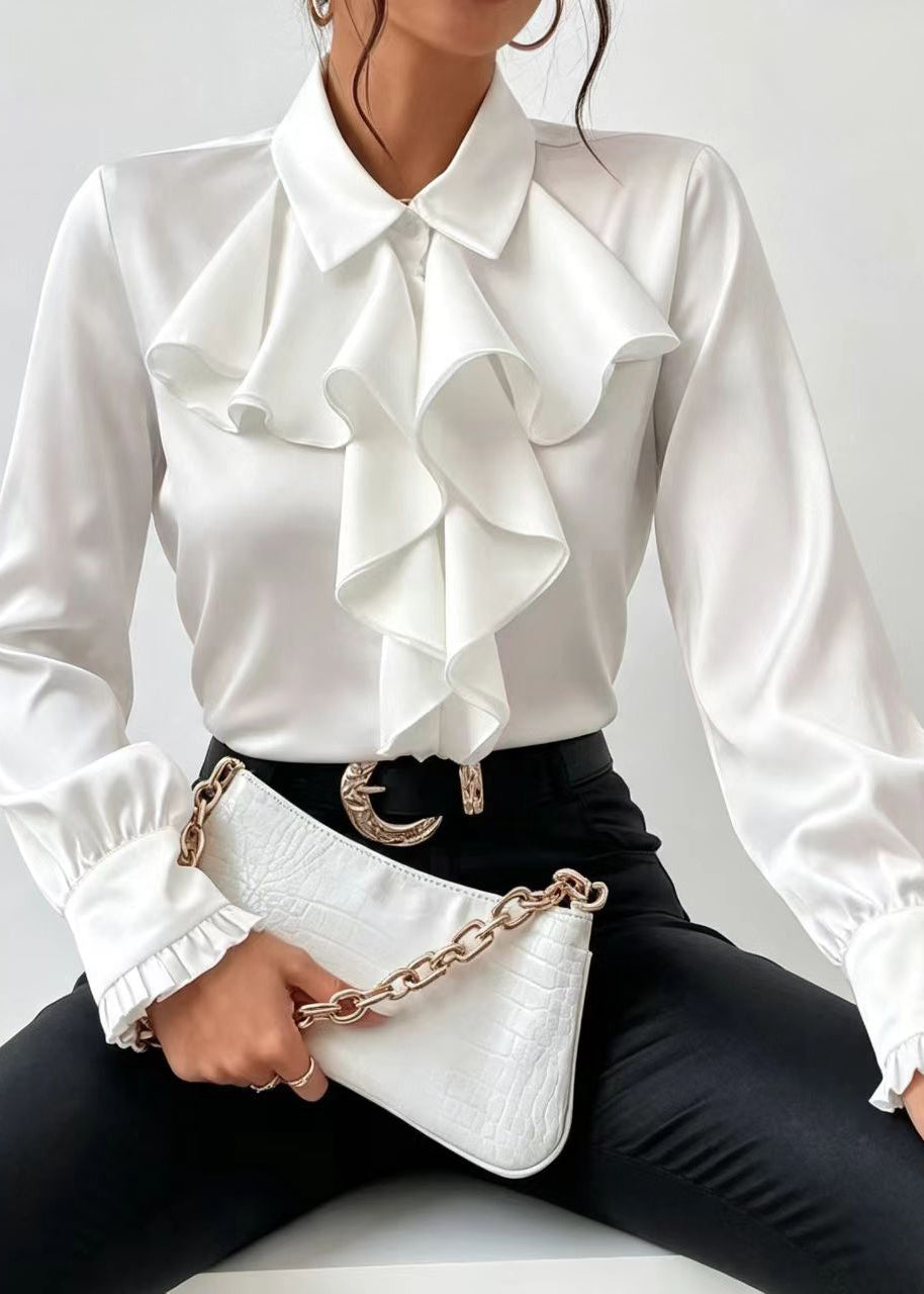Women's Blouse with Peter Pan Collar and Ruffled Detail 3