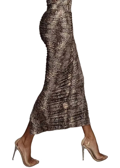 Women's Bodycon Skirt High Waist Wrinkled Style 0